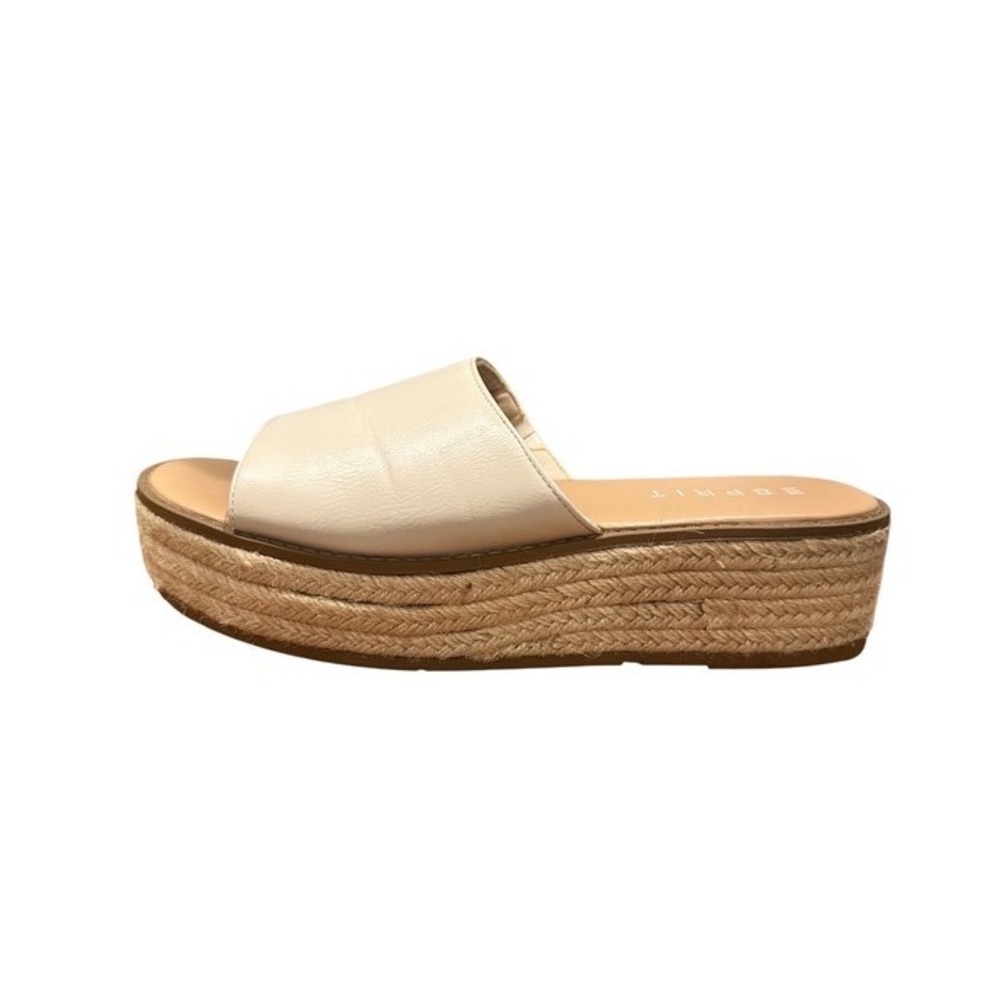 Esprit‎ Platform Slide Sandals Womens Tan Beige Espadrille Wedge Good Condition